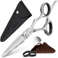 thumbnail image 1 of Fagaci Tijeras profesionales de corte de pelo de acero japonés de 6 pies, cuchillas afiladas, durabilidad extrema, mango ergonómico de acero inoxidable plateado, tijeras de corte de pelo para mujeres, 1 of 5