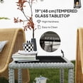 thumbnail image 3 of Dark Grey Rattan Coffee Table w/ Glass Top & Storage | 18.9" Outdoor Patio Table for Porch, Balcony, Deck, 3 of 7