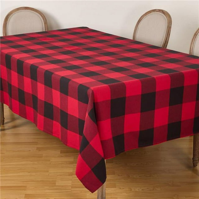 SARO 9025.R65140B 65 x 140 in. Rectangle Buffalo Plaid Check Pattern Design Cotton Tablecloth Red