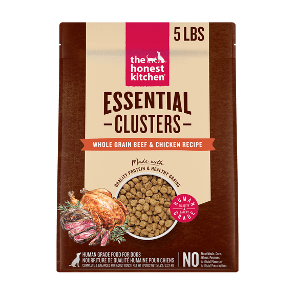 The Honest Kitchen Human Grade Essential Clusters Dry Dog Food Whole Grain Beef & Chicken Dry Dog Food 5 lb Bag