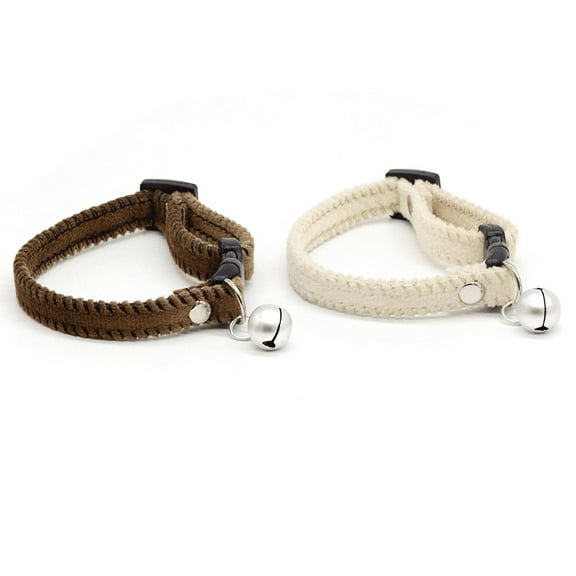 Furry Breakaway Cat Collar with Bell, Adjustable 7.87"-11.78" Kitten Collar, Suitable for All Types of Cats and Small Dogs,2-PACK