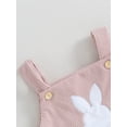 thumbnail image 6 of Biekopu Infant Baby Girl Easter Corduroy Romper Square Neck Button Down Rabbit Patch Appliques Tank Top Jumpsuit Toddler Overalls, 6 of 9