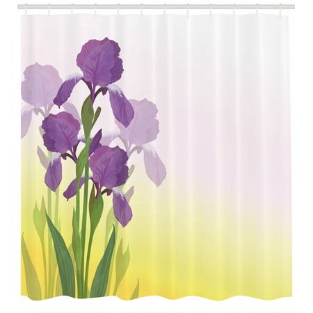 Garden Art Shower Curtain Flowers Of Iris With Green Leaves