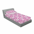 thumbnail image 3 of Ambesonne Japanese Fitted Sheet & Pillow Sham Set, Peony Romantic Flower, Full, Hot Pink, 3 of 3