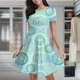 thumbnail image 2 of Abstract Blue Concentric Circle Pattern Women's Classic Swing Skater Dress Casual Work Party Cocktail Dresses, 2 of 6