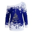 thumbnail image 3 of Christmas Tree Print Off The Shoulder Sweatershirt For Womens Causal Blouse Long Sleeve Loose Slouchy Pullover Plus Size Tops, 3 of 3