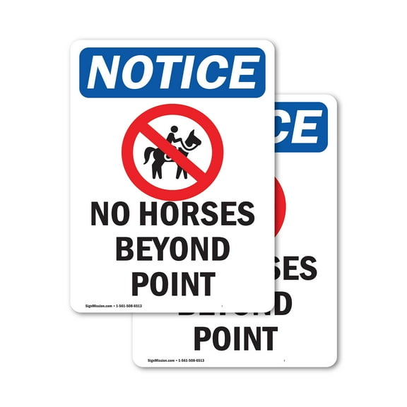 (2 Pack) No Horses Beyond This Point Sign