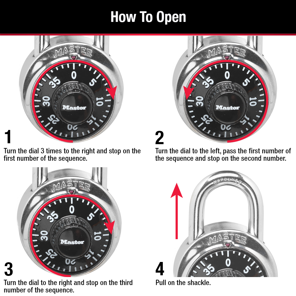 Master Lock 3-Digit Combination Padlock, Black photo 3