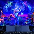 thumbnail image 5 of Y YUNHSOM Blacklight Astronaut Tapestry UV Reactive Plants Jellyfish Wall Tapestry Neon Galaxy Space Tapestries Wall Hanging for Room(59" x 79"), 5 of 8