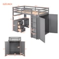 thumbnail image 2 of Kumix Loft Bed Twin Size, Wood Loft Bed with Drawers, Desk, Shelf and Wardrobe for Teens Adults, Heavy Duty Loft Bed with Safety Guardrail and Ladder for Bedroom, Noise-Free, Gray, 2 of 7