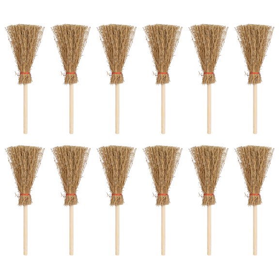 Eease 12 Mini Straw Brooms for Halloween Party & Home Decor