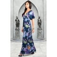 thumbnail image 2 of KOH KOH Long Summer V-Neck Floral Print Kimono Short Sleeves Vintage Hawaiian Casual Cocktail Sundress Sun Gown Maxi Dress For Women Navy Blue & Purple X-Large US 14-16 DAN001_A040, 2 of 6