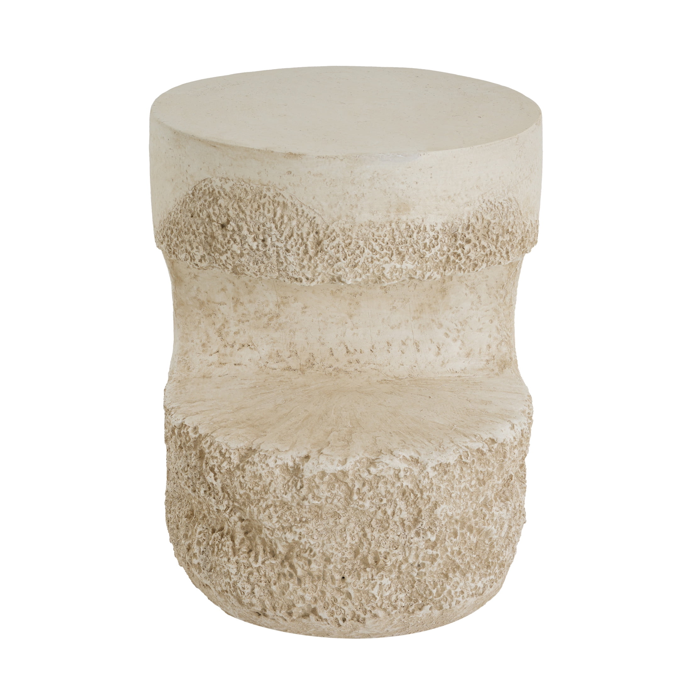 Christopher Knight Home Outdoor Round MGO Accent Side Table, Travertine-Look Coastal Design, Beige