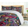thumbnail image 5 of Ambesonne Hipster Duvet Cover Set, Music Themed Hand Drawn Abstract Instruments Microphone Drums Keyboard Stradivarius, Decorative 2 Piece Bedding Set with 1 Pillow Sham, Twin Size, Coral Purple Twin Coral Purple, 5 of 7