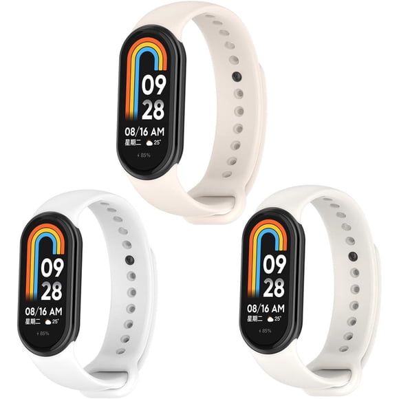 MYKOMI 3 Pack Silicone Strap Compatible with Xiaomi Mi Band 9/Mi Band 9 NFC/Mi Band 8/Mi Band 8 NFC Smart Watch Replacement Sport Band for Mi Band 9/Mi Band 8 Wristband Bracelet