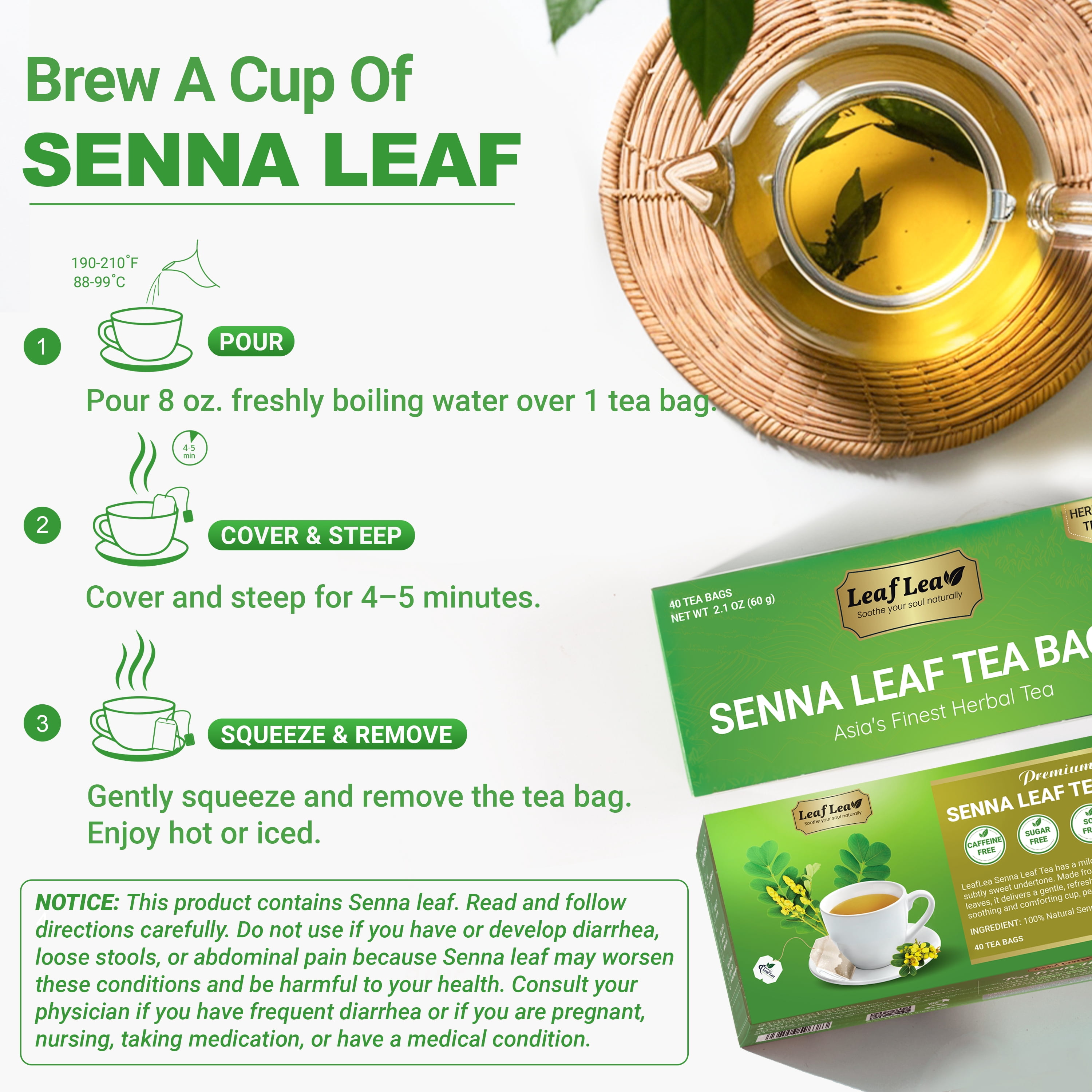 senna、他の方はご購入ご遠慮下さい LeafLea, Herbal Laxative Tea, 40 Senna Tea Bags, Naturally Dried