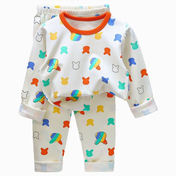 TOWED22 Toddler Boy Fall Outfits Set Long Sleeve Graphic Round Neck Pullover Top Thick Jogger Pants Soft Clothes 2Pcs(Orange,8-9 Y)