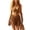 Brown, variant on Women Western Cowboy 2 Piece Outfit Faux Suede V Neck Zip Front Sleeveless Crop Top Fringe Skirt Set Boho Festival Party Matching Outfits