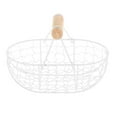 thumbnail image 4 of Cesta de frutas de malla metálica con diseño decorativo y asa de madera para escritorio. Blanco, 4 of 9