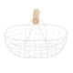 thumbnail image 4 of Cesta de frutas de malla metálica con diseño decorativo y asa de madera para escritorio. Blanco, 4 of 9