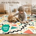 thumbnail image 4 of ODIKA 3'x5' Washable Throw Rug Stain Resistant, Low Profile, Non-Slip Memphis Retro Geometric Hip Abstract Interlocking 80S Squiggle Funky Flowing for Entryway, Kitchen, Mudroom, 4 of 7