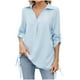 thumbnail image 3 of Tops Henley para mujer,Blusa informal de talla grande con cuello en V y manga larga, corte holgado, 100 % poliéster, ligera para usar en casa, sopatenor, 3 of 8