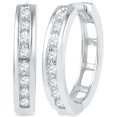 thumbnail image 1 of 10kt White Gold Womens Round Diamond Hoop Earrings 1/5 Cttw = .2 Cttw (I2 Clarity, round cut), 1 of 1