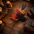 thumbnail image 5 of JWZZYD Halloween Spooky Floral Pick with Skeleton Hand, 19.7" Burgundy Rose, Red Maple Leaf & Red Berries, Artificial Fall Stem for Wreath, Vase, Halloween Table Party Decor, 1 Pack, 5 of 7