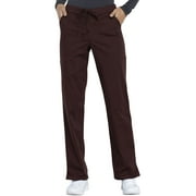 Cherokee Workwear Professionals Women Scrubs Pant Mid Rise Straight Leg Drawstring, WW160P, S Petite, Espresso