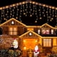 thumbnail image 1 of Luces de navidad, Serie de Cascadas Serie de Luces Led, Luces Cascada con 8 Modos de Iluminación, Cascada de Luz Led Navideña (18M 1000LED, Blanco cálido), 1 of 9