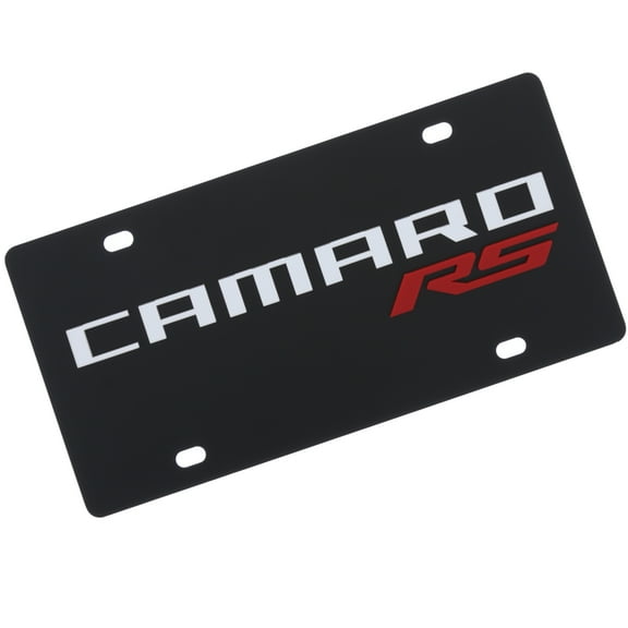 Chevy Camaro RS Logo License Plate (Black)
