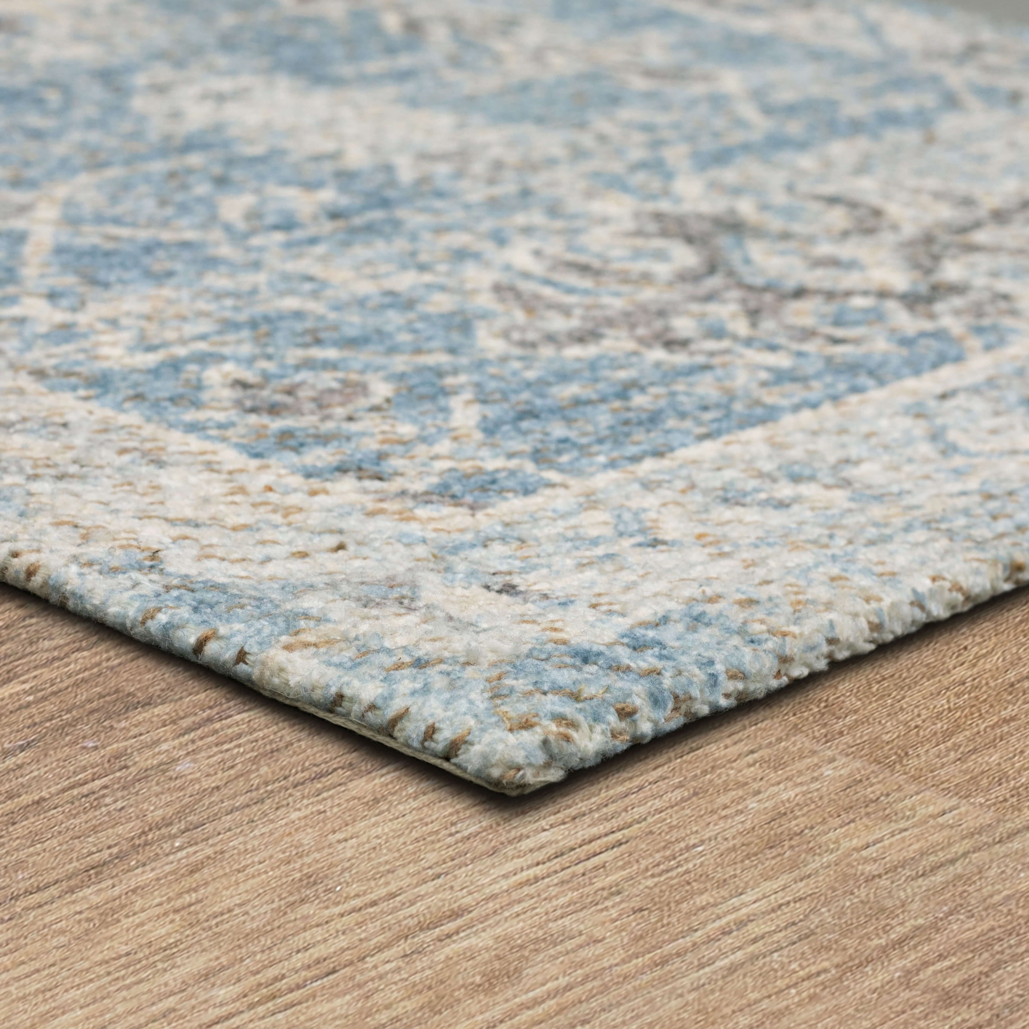 Mainstays Zula Acacia Low Pile Stain/Fade Resistant Polyester Indoor Runner Rug, Blue, 1'10" x 6'