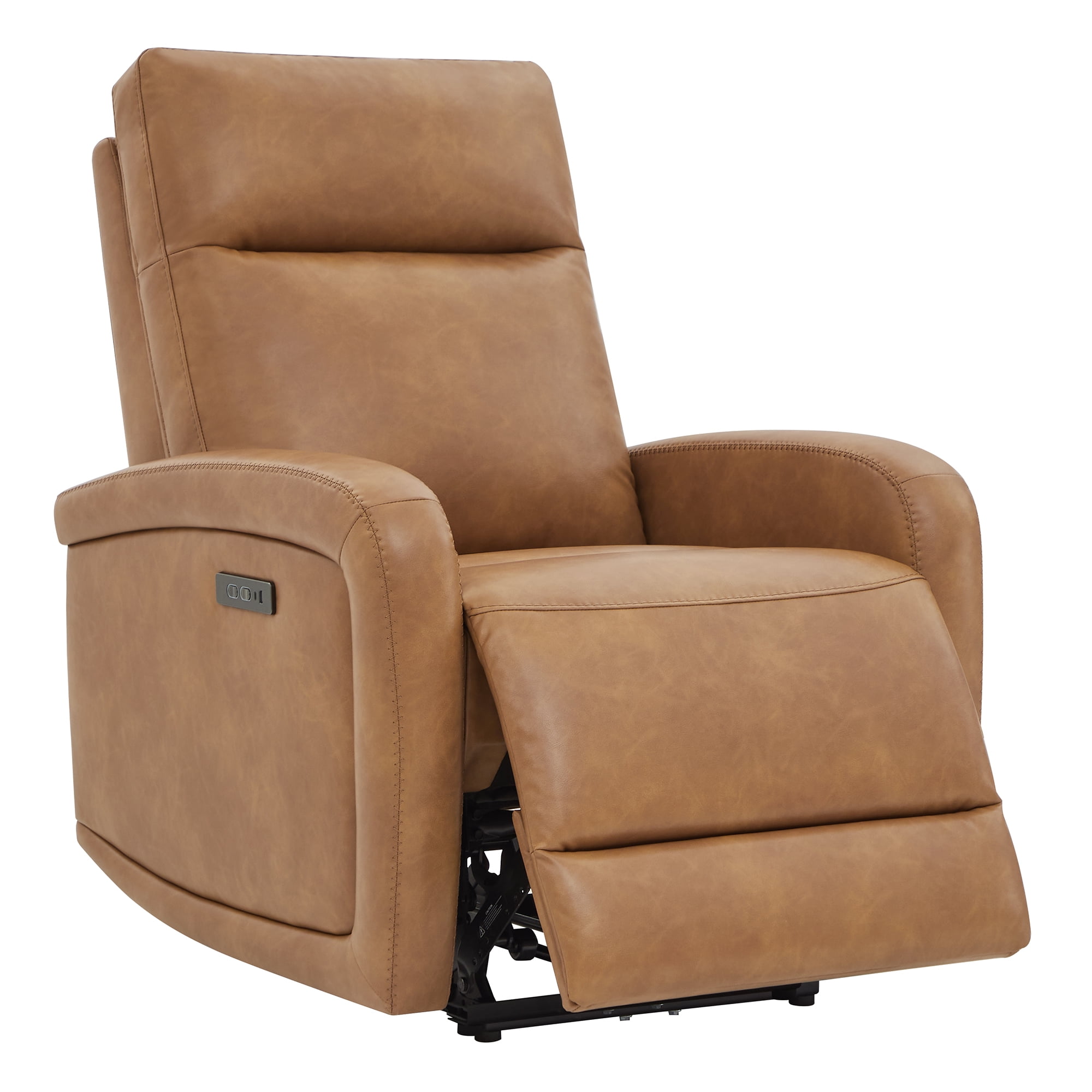 CHITA Electric Power Recliner, Zero Wall Hugger Recliners RV Recliners for Small Space Living Room, Faux Leather Single Sofa Chair with Adjustable Headrest USB&Type-C Charge, Cognac Brown