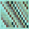 thumbnail image 1 of Ahgly Company Indoor Square Checkered Light Blue Modern Area Rugs, 4' Square, 1 of 4
