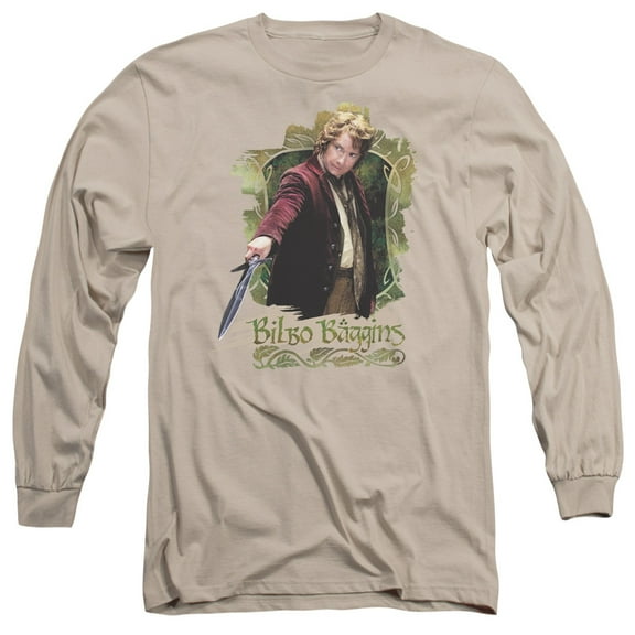The Hobbit Bilbo Baggins Long Sleeve Adult 18/1 T-Shirt -Sand
