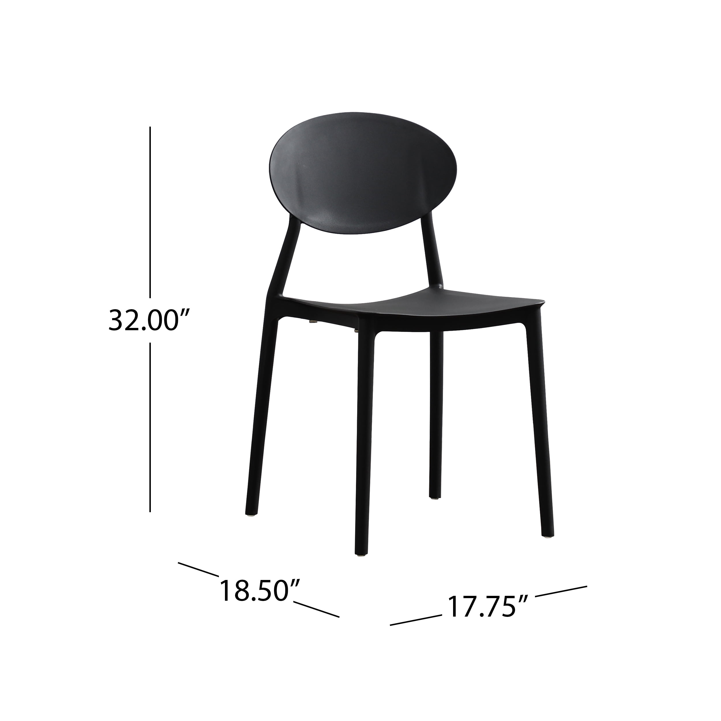 Landry Outdoor Plastic Chairs, Set of 4, Black