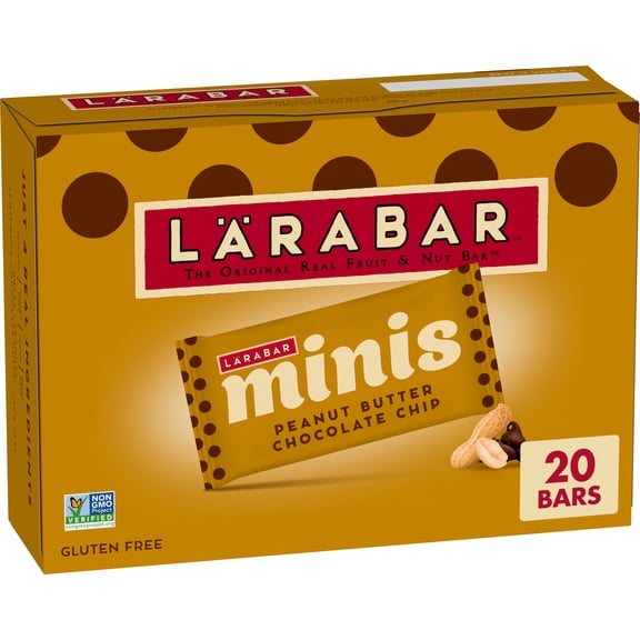 Larabar Minis Peanut Butter Chocolate Chip, Gluten Free Fruit and Nut Bars, 15.6 oz, 20 Count