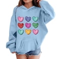thumbnail image 2 of Mercatoo Kids Girls Oversized Hoodies Heart Print Valentines Day Pullovers Casual Loose Sweatshirts Spring Autumn Trendy Tops, 2 of 5