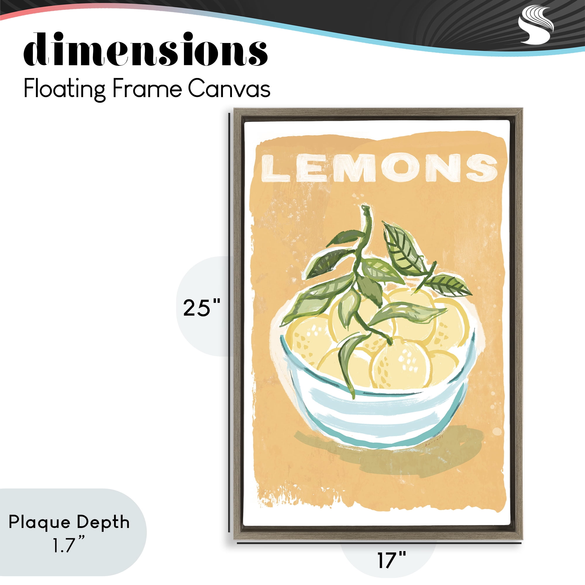 Stupell Industries Lemon Twist Motif Brown Framed Floater Canvas Wall Art, design by Chad Barrett