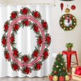 thumbnail image 5 of Christmas Shower Curtains for Bathroom, Red Circle Winter Flower Wreath Green Leaf Plant Waterproof Fabric Shower Curtain for Bathroom Bathtub Decoration, Machine Washable, 72"x84", 5 of 9