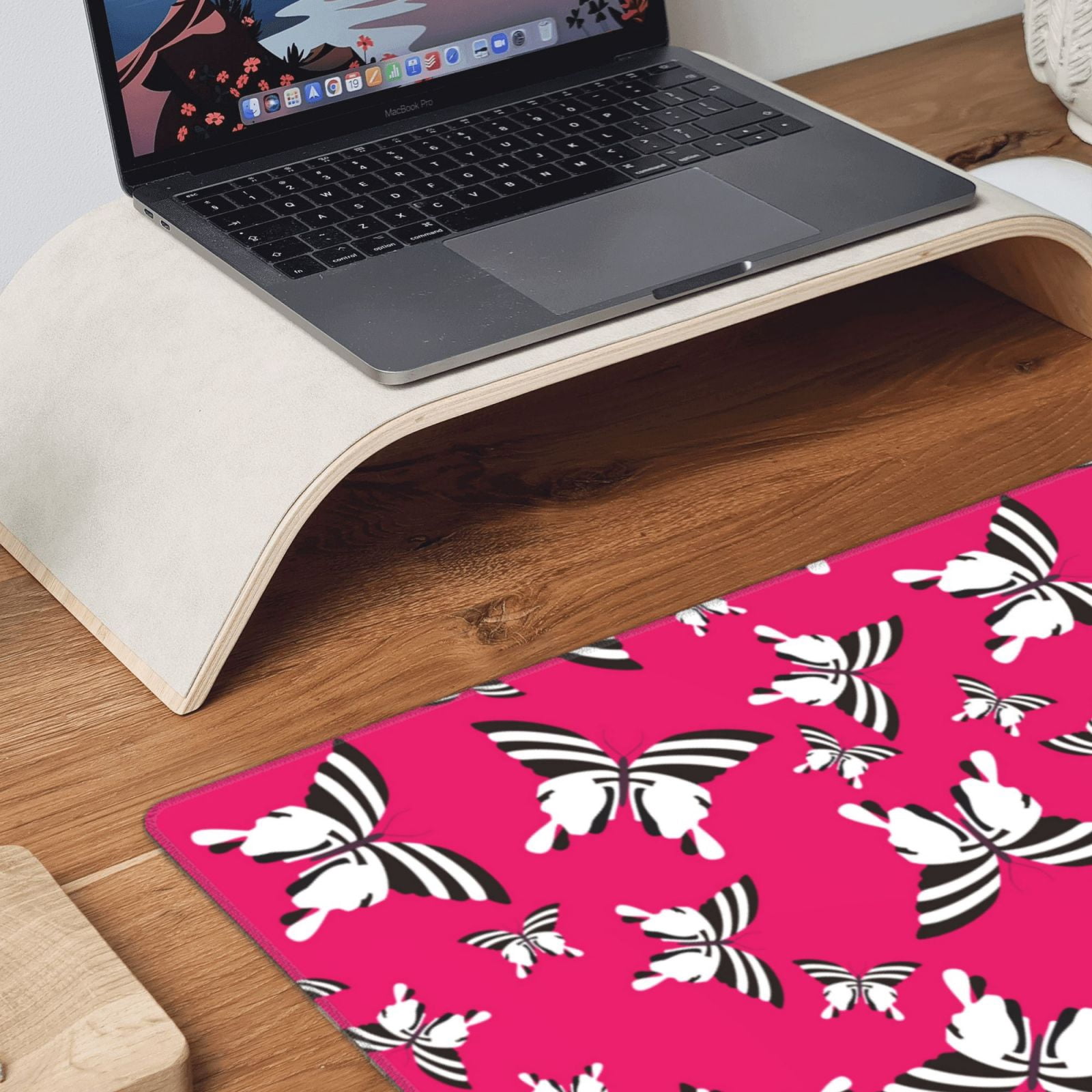 Rateoe Butterfly Print Mouse Pad - Extended Large Gaming Mousepad,Non-Slip Stitched Edge,16x29.5 Inch
