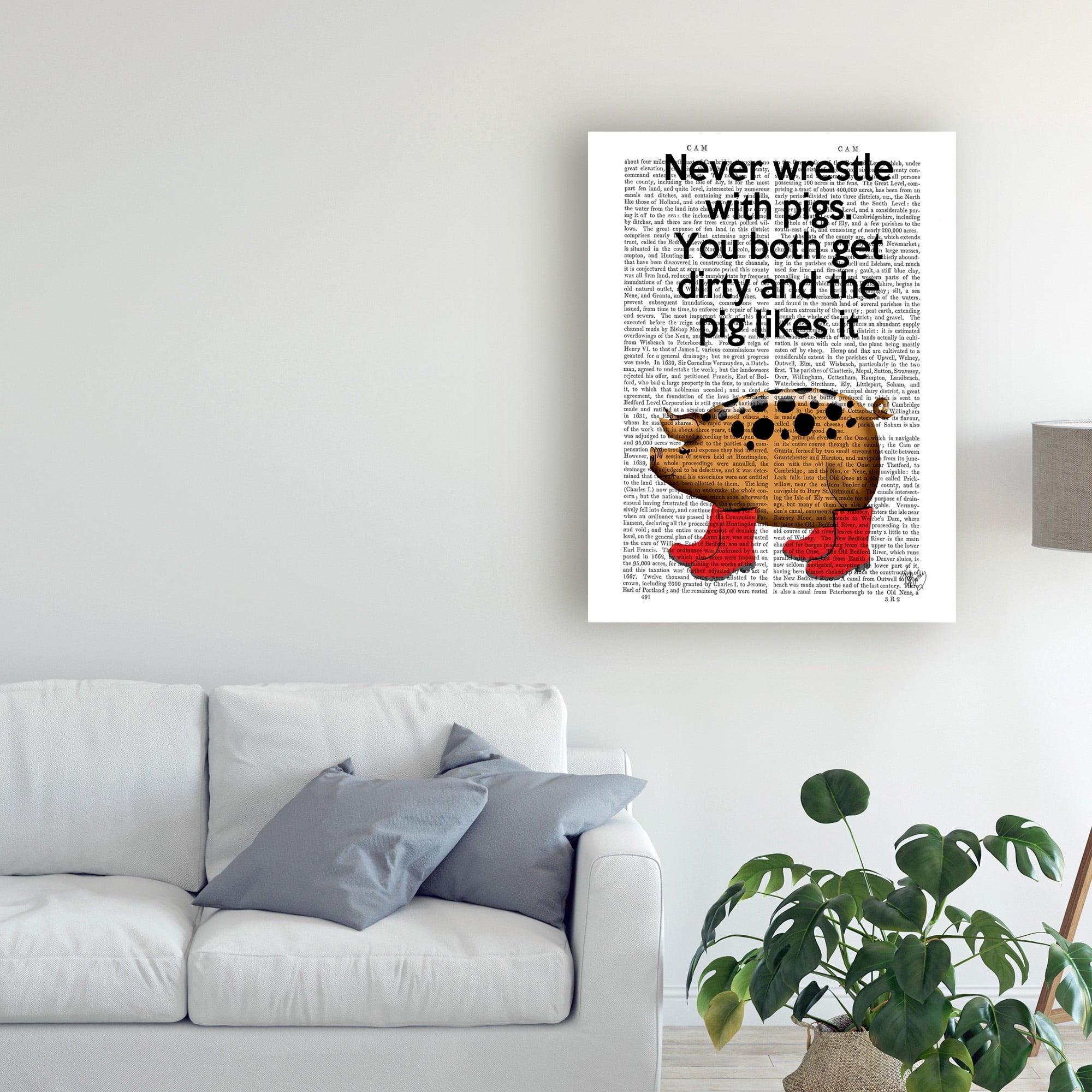 Trademark Fine Art 'Never Wrestle With Pigs' Canvas Art by Fab Funky
