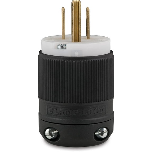8215 15A 125V 2P 3W (5-15P) Hospital Grade Plug - White Body in A Black Housing