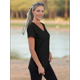 thumbnail image 5 of Camiseta Informal con Cuello en V para Mujer, Color Negro, Talla S, 5 of 9