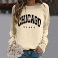 thumbnail image 2 of Women Fashion Sweatshirts Letter Print Long Sleeve Crew Neck Hoodless Loose Fit Pullover Tops Light Yellow, 2 of 6