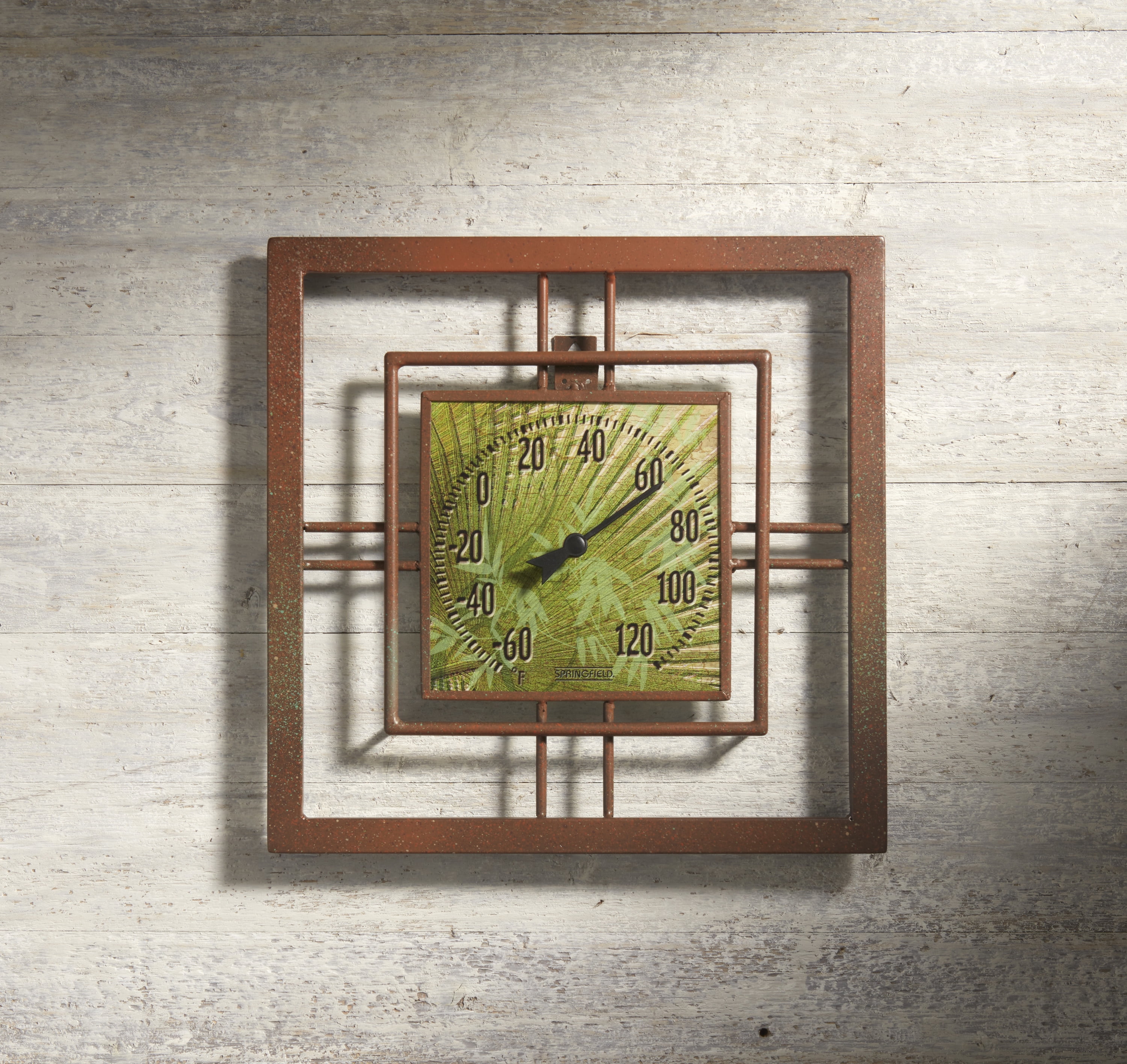 Taylor 14-inch by 14-inch Bamboo Leaf Glass and Metal Thermometer