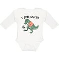 thumbnail image 3 of Inktastic I Love Soccer-Dinosaur in Orange Boys or Girls Long Sleeve Baby Bodysuit, 3 of 5