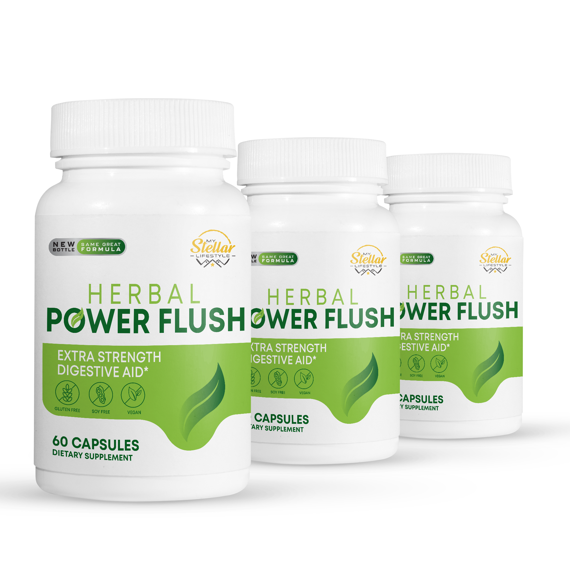 3 Pack Herbal Power Flush, extra strength digestive aid60 Capsules x3