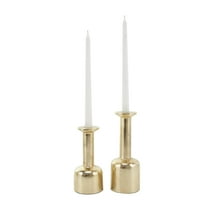 DecMode 2 Candle Gold Aluminum Metal Candle Holder with Rounded Bases, Set of 2