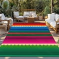 thumbnail image 2 of Mexican Stripes Outdoor Rug 5x7 Ft - Reversible Patio Rug Outdoor Camping Rugs, Blue Boho Red Green Orange Art Simple Washable Indoor Outdoor Area Rugs, Non-Slip Outdoor Carpet Runner for Deck/Porch, 2 of 8